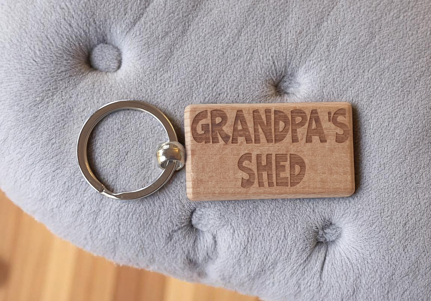 Grandpa's Shed Keyring Nice Cute Custom Engraved Wooden Key Fob Novelty House Home Keys