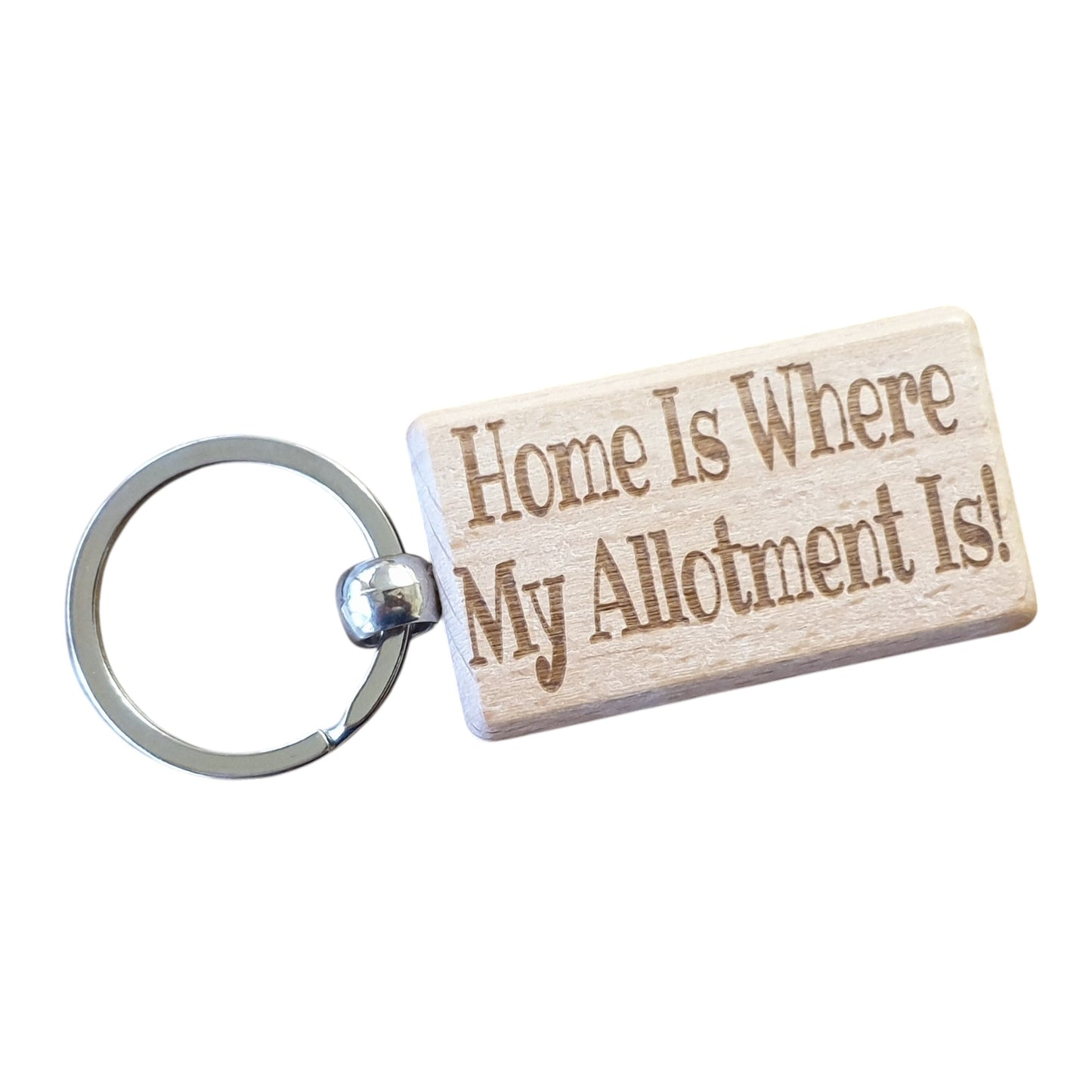 Allotment Keyring Gift Home Is Where My Allotment Is Cute Engraved Wooden Key Fob Novelty Custom Gardening Present