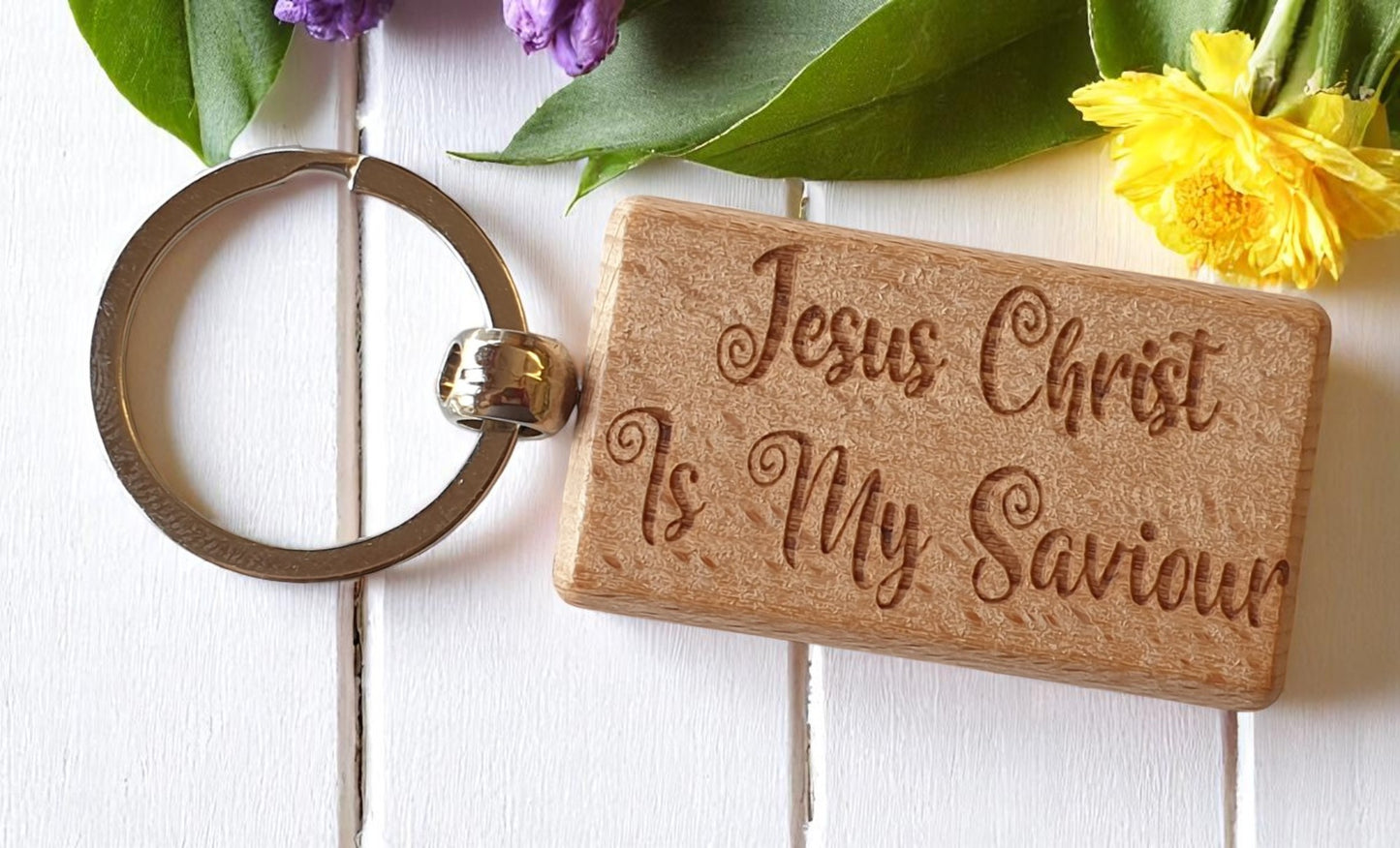 Fun Keyring Gift Jesus Christ Is My Saviour Cute Engraved Wooden Key Fob Chain Fun Nice Custom Present