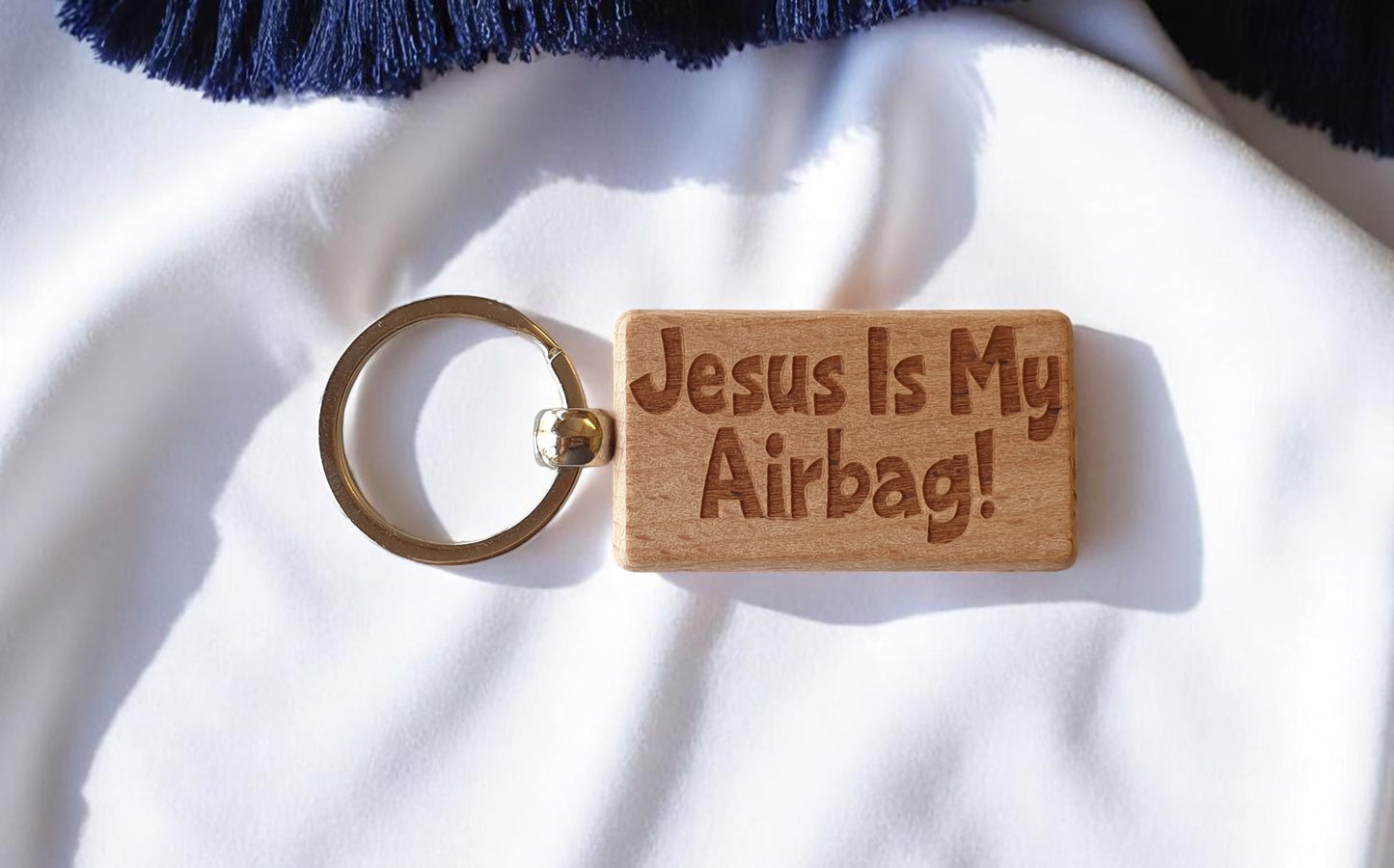 Fun Keyring Gift Jesus Is My Airbag Cute Engraved Wooden Key Fob Chain Fun Nice Custom Present