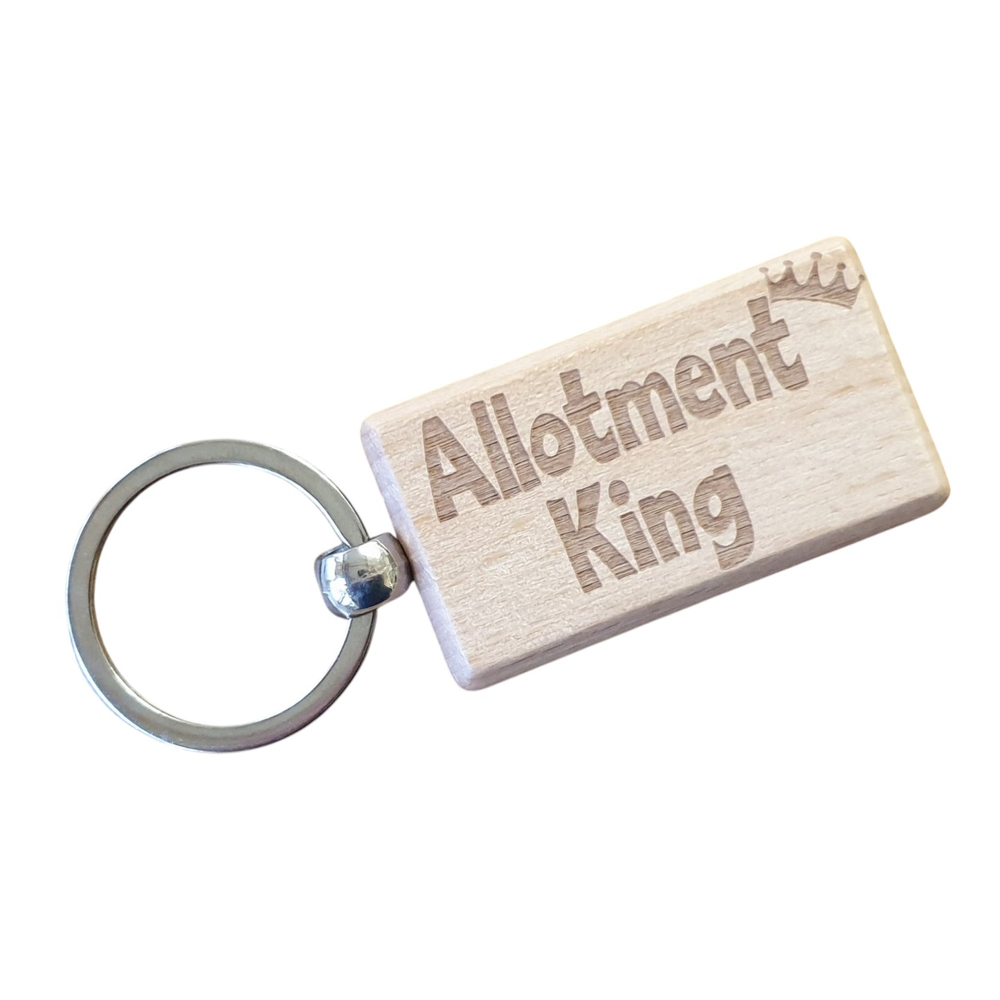 Allotment Keyring Gift Allotment King Cute Engraved Wooden Key Fob Novelty Custom Gardening Present