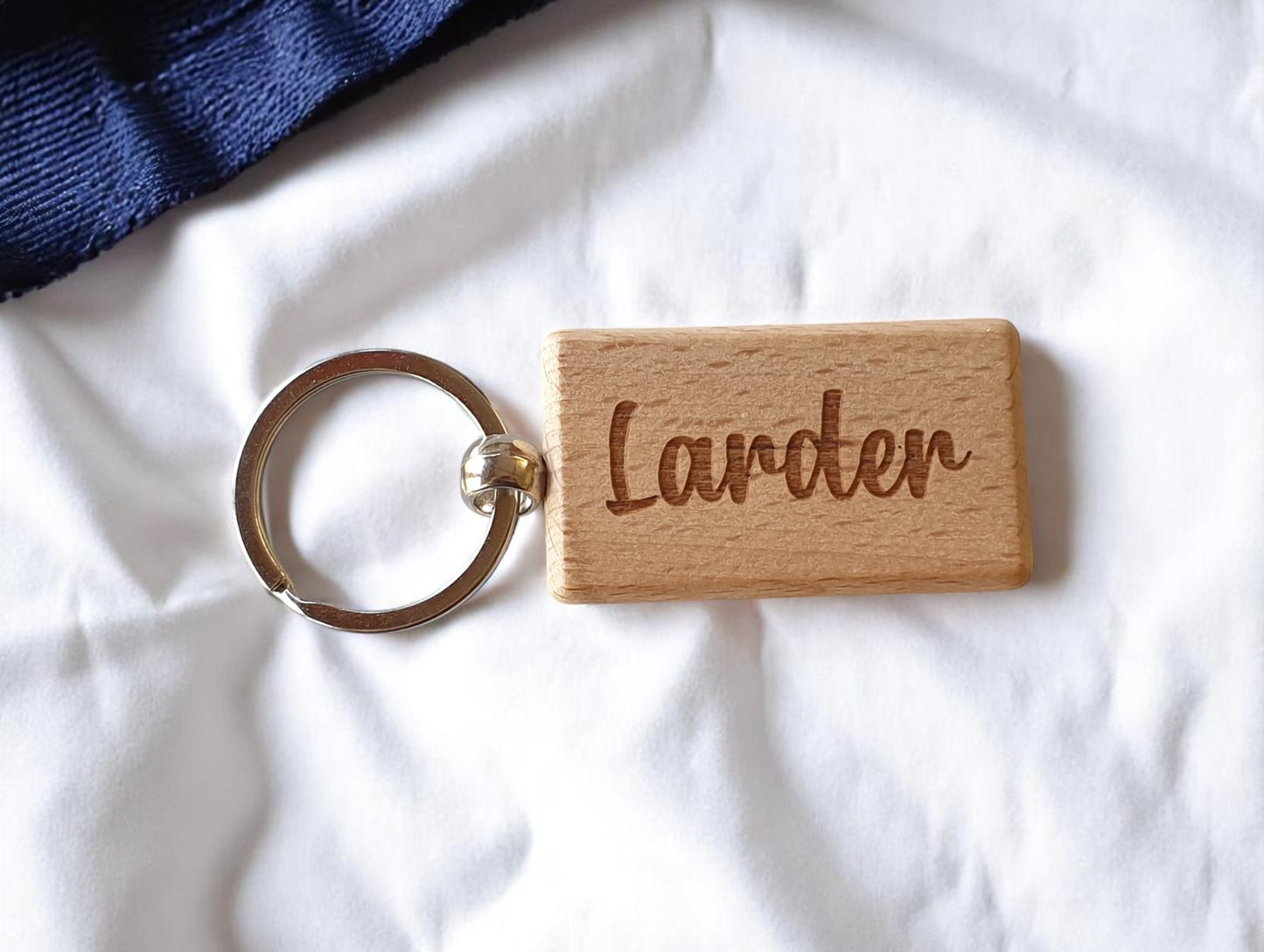 Larder Keyring Nice Cute Custom Engraved Wooden Key Fob Novelty House Keys Present