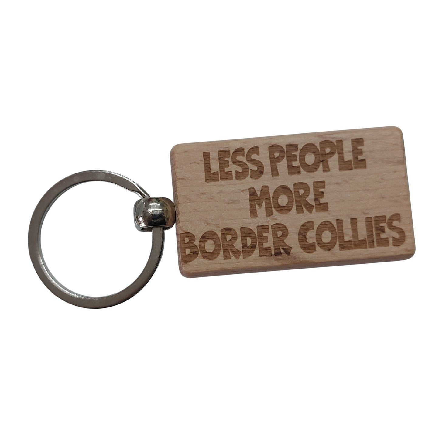 Border Collie Keyring Gift Less People More Engraved Wooden Keychain Dog Owner Present