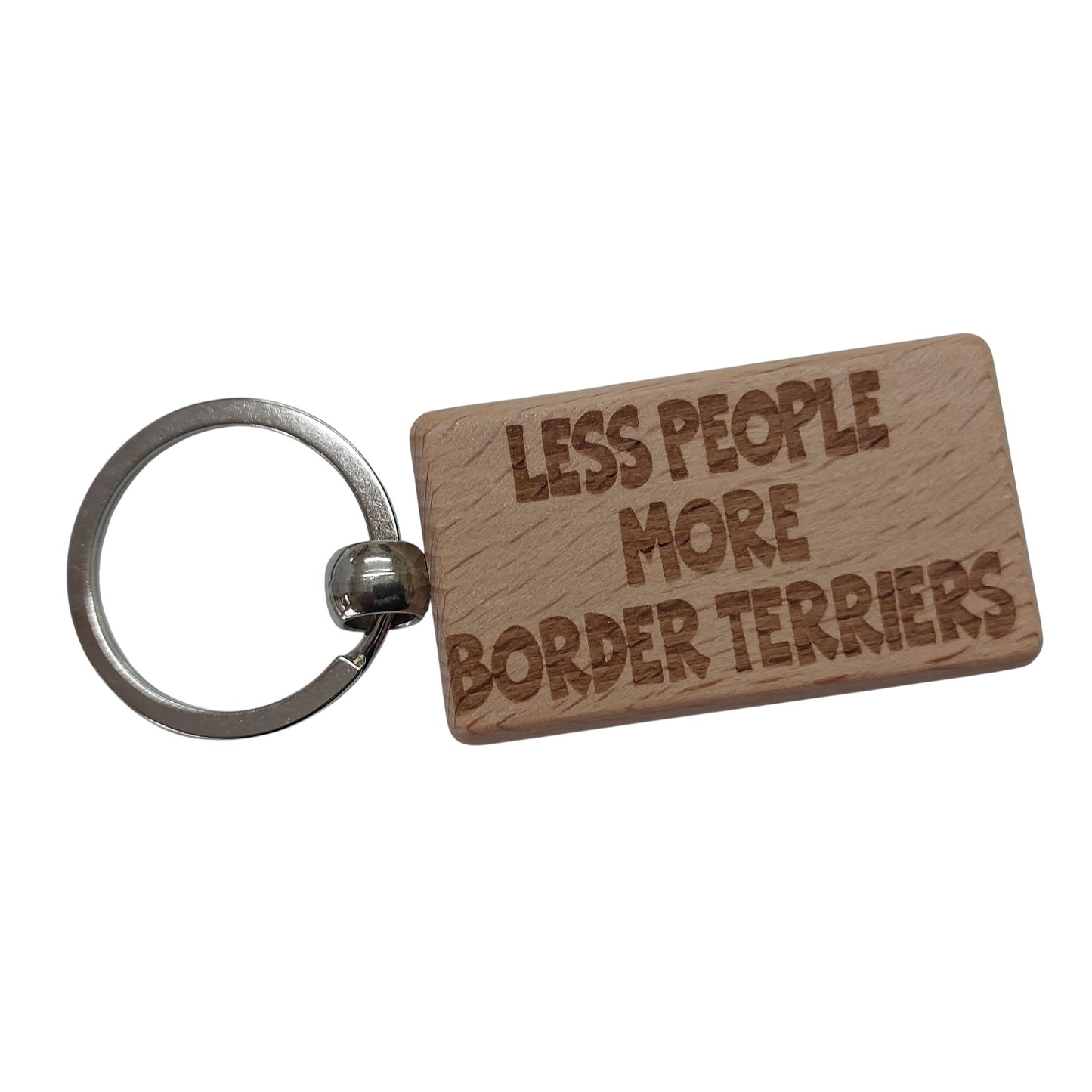 Border Terrier Keyring Gift Less People More Engraved Wooden Keychain Dog Owner Present