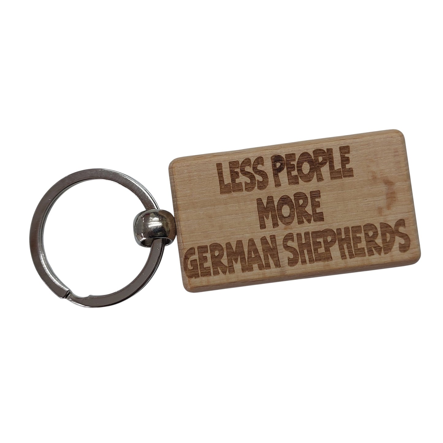 German Shepherd Keyring Gift Less People More Engraved Wooden Keychain Dog Owner Present