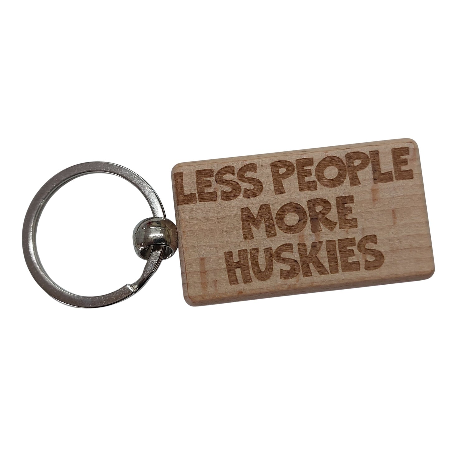 Husky Keyring Gift Less People More Engraved Wooden Keychain Dog Owner Present