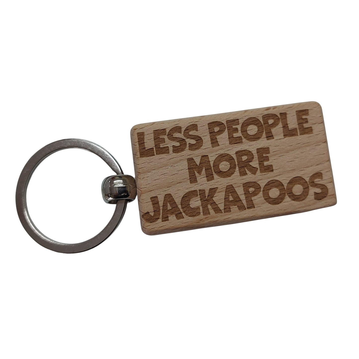 Jackapoo Keyring Gift Less People More Engraved Wooden Keychain Dog Owner Present
