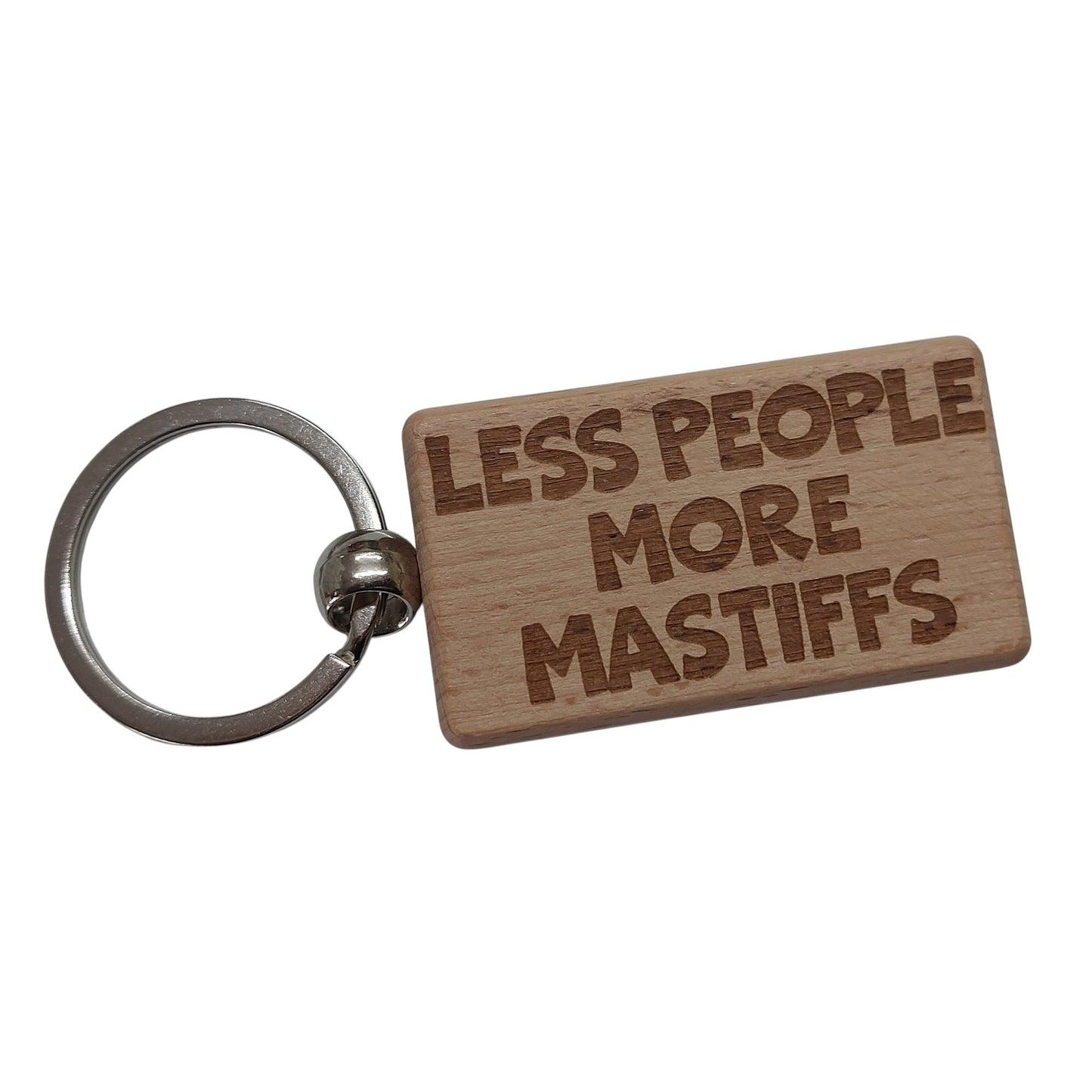 Mastiff Keyring Gift Less People More Engraved Wooden Keychain Dog Owner Present