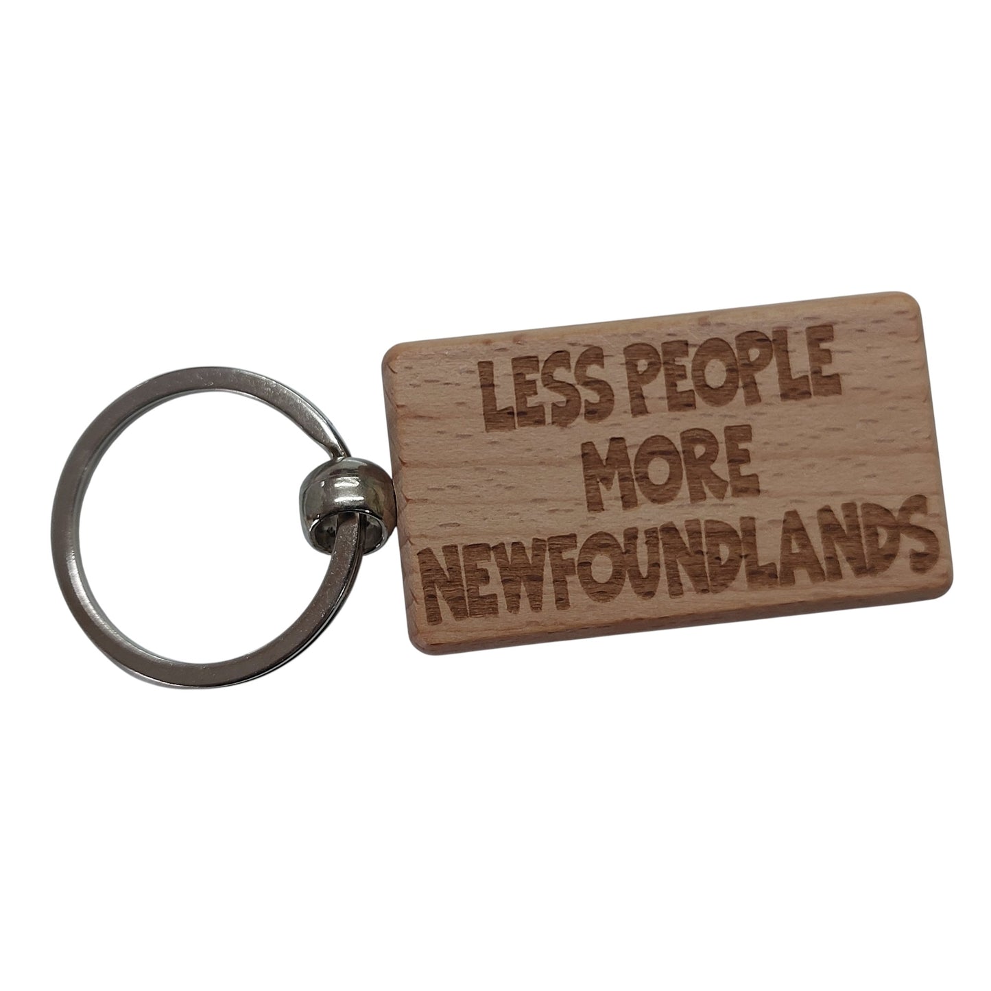 Newfoundland Keyring Gift Less People More Engraved Wooden Keychain Dog Owner Present