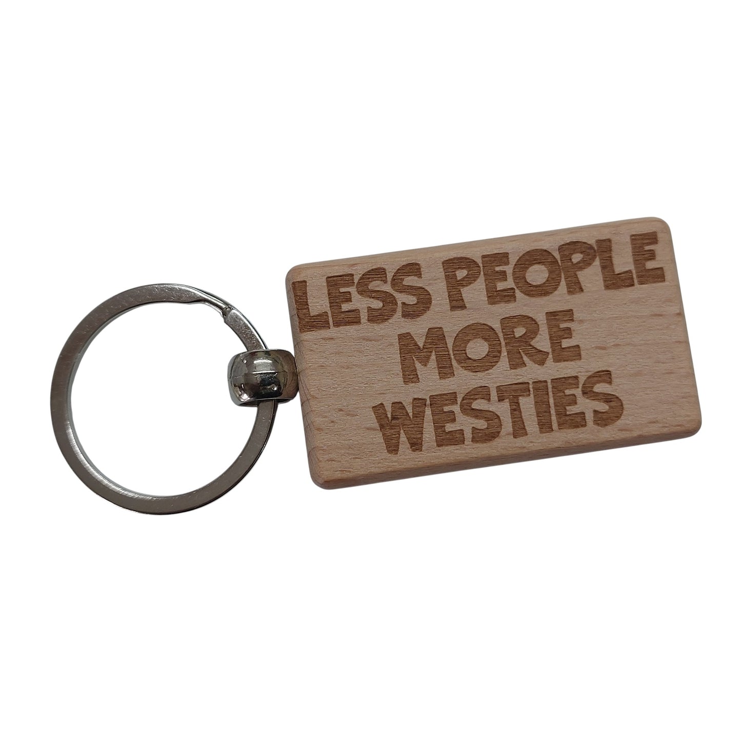 Westie Keyring Gift Less People More Engraved Wooden Keychain Dog Owner Present