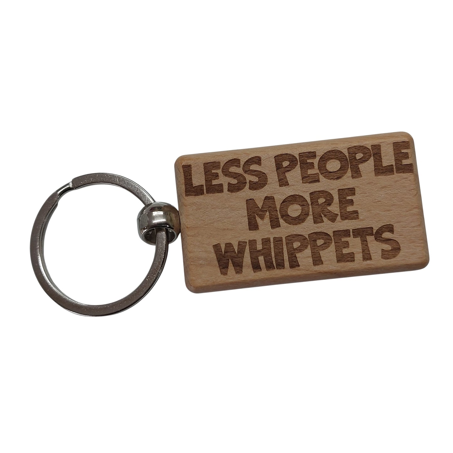 Whippet Keyring Gift Less People More Engraved Wooden Keychain Dog Owner Present