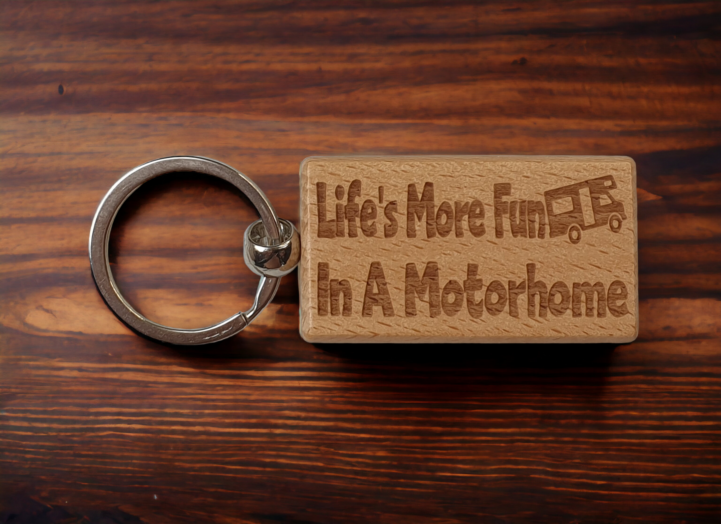 Motorhome Keyring Gift Life's More Fun In A Cute Engraved Wooden Key Fob Fun Novelty Nice Custom Present