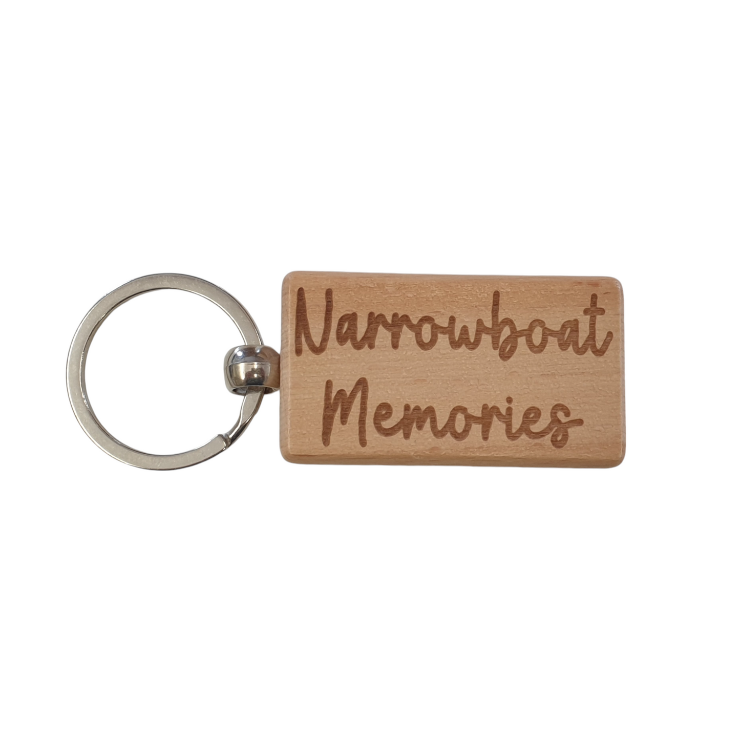 Narrowboat Keyring Gift Memories Cute Engraved Wooden Key Fob Fun Novelty Nice Present