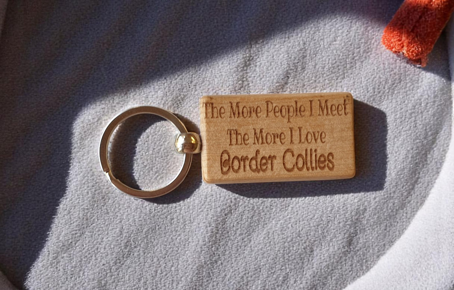 Border Collie Keyring Gift The More People I Meet The More I Love Nice Cute Engraved Wooden Key Fob Novelty Dog Owner Present