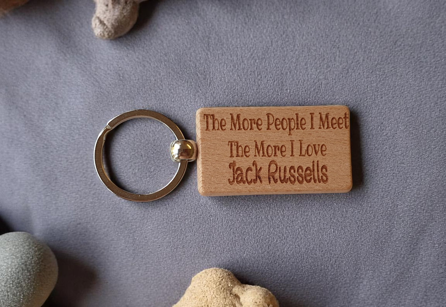 Jack Russell Keyring Gift The More People I Meet The More I Love Nice Cute Engraved Wooden Key Fob Novelty Dog Owner Present