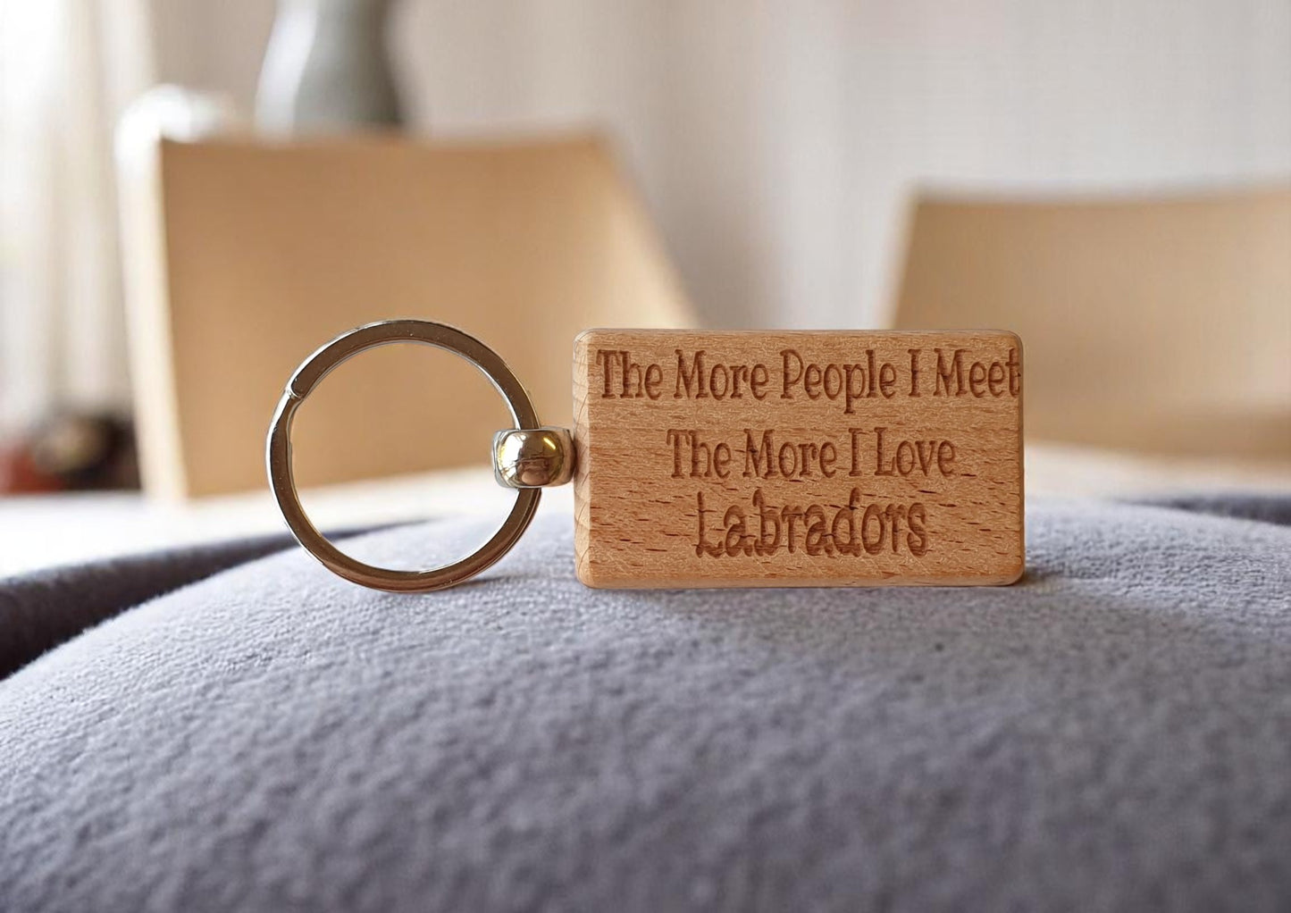 Labrador Keyring Gift The More People I Meet The More I Love Nice Cute Engraved Wooden Key Fob Novelty Dog Owner Present