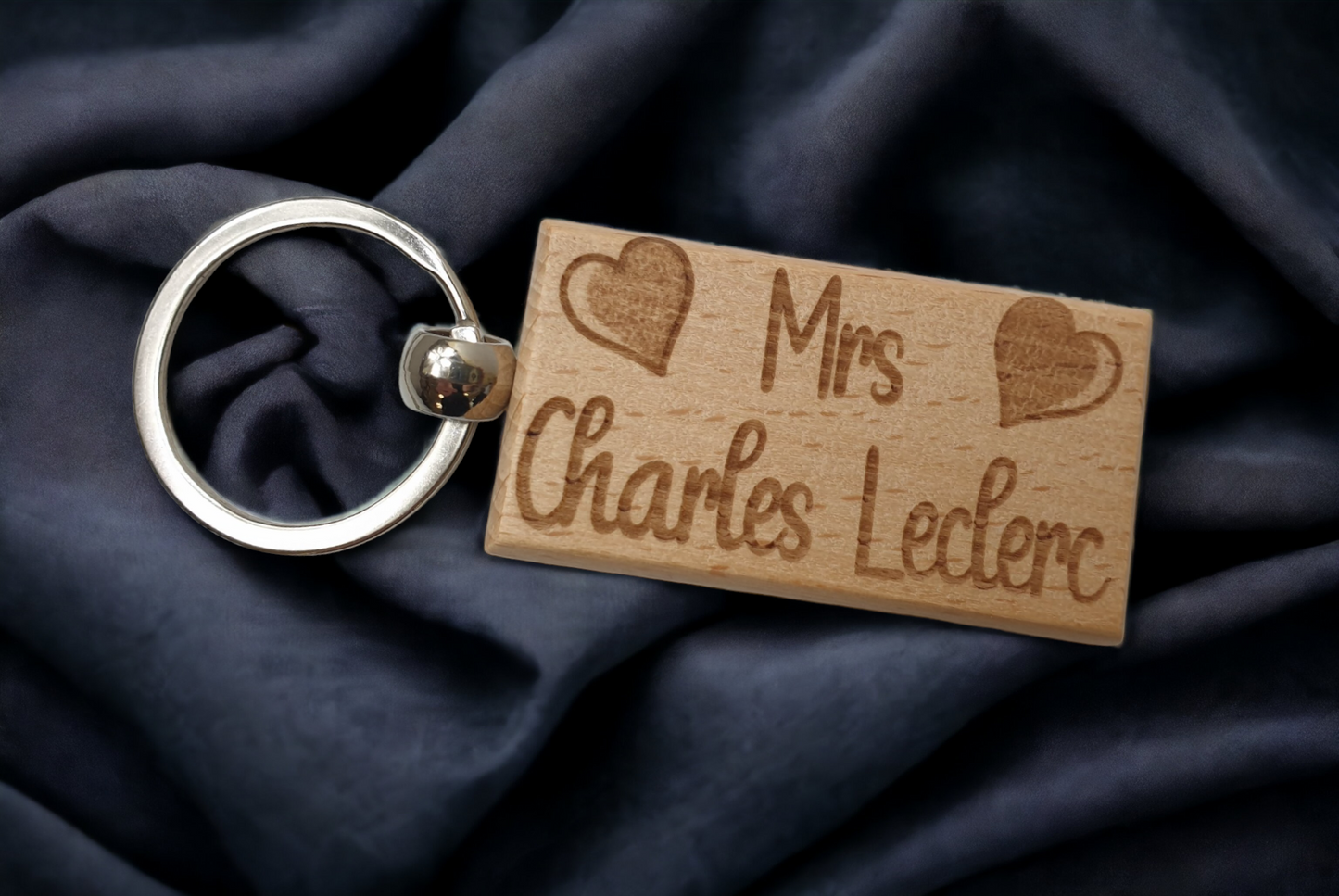 Mrs Charles Leclerc Keyring Gift - Engraved Wooden Formula One F1 Team Driver Fan Fun Cute Novelty Present