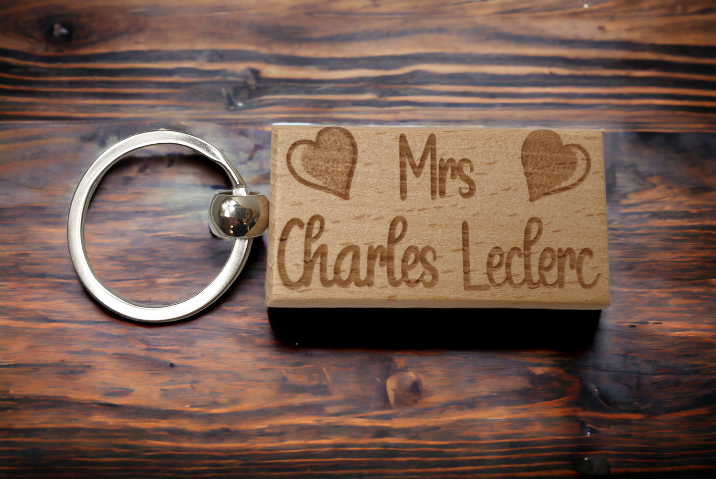 Mrs Charles Leclerc Keyring Gift - Engraved Wooden Formula One F1 Team Driver Fan Fun Cute Novelty Present