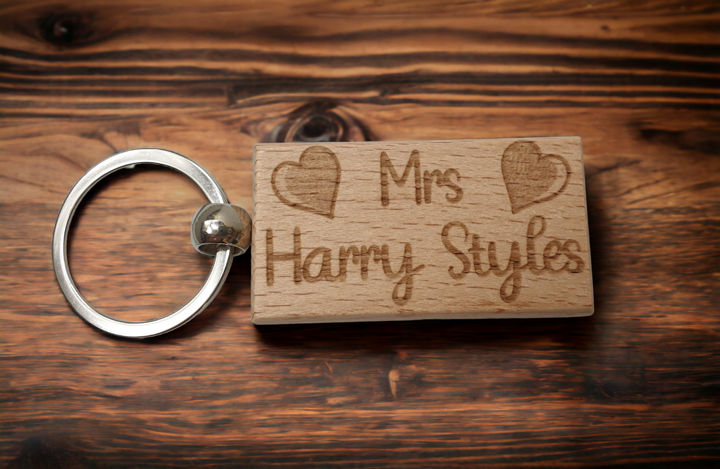 Mrs Harry Styles Keyring Gift - Engraved Wood Movie Fan Birthday Fun Cute Novelty Present