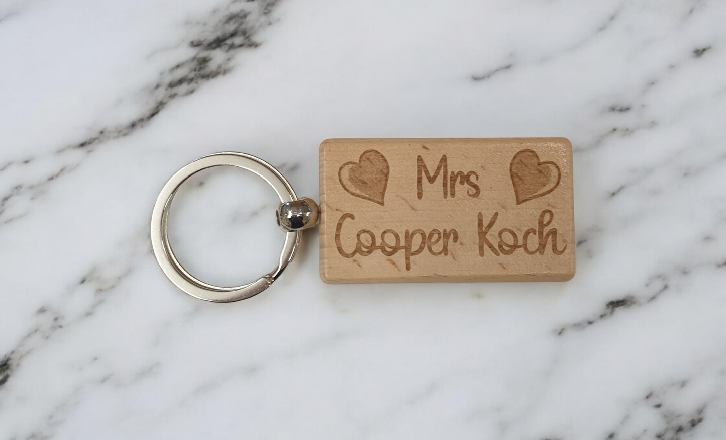 Mrs Cooper Koch Keyring Gift Engraved Wooden Movie Fan Birthday Fun Cute Present