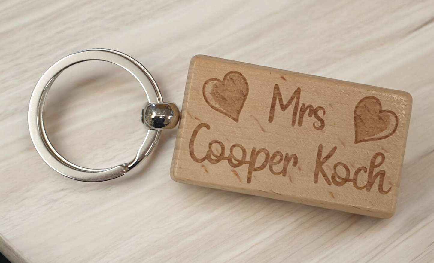 Mrs Cooper Koch Keyring Gift Engraved Wooden Movie Fan Birthday Fun Cute Present