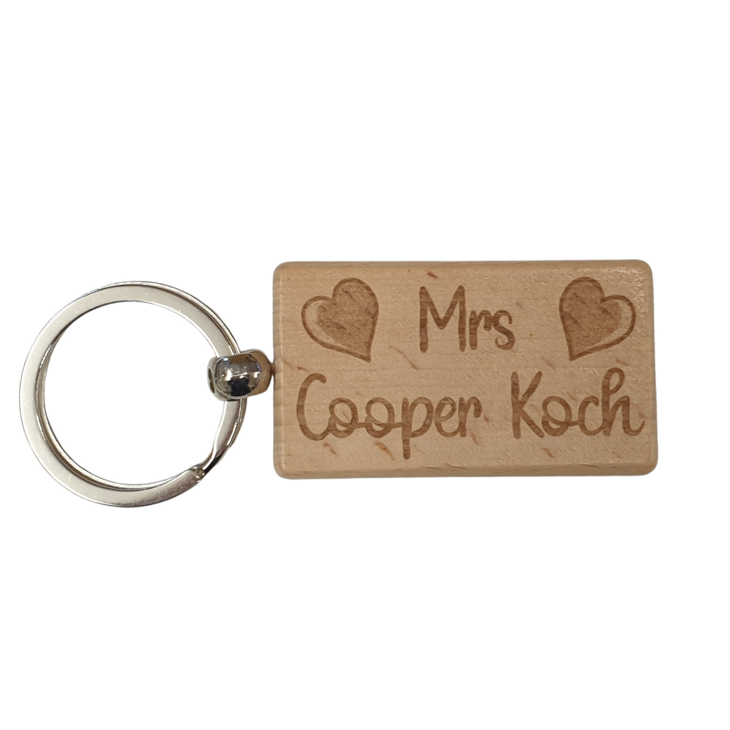 Mrs Cooper Koch Keyring Gift Engraved Wooden Movie Fan Birthday Fun Cute Present