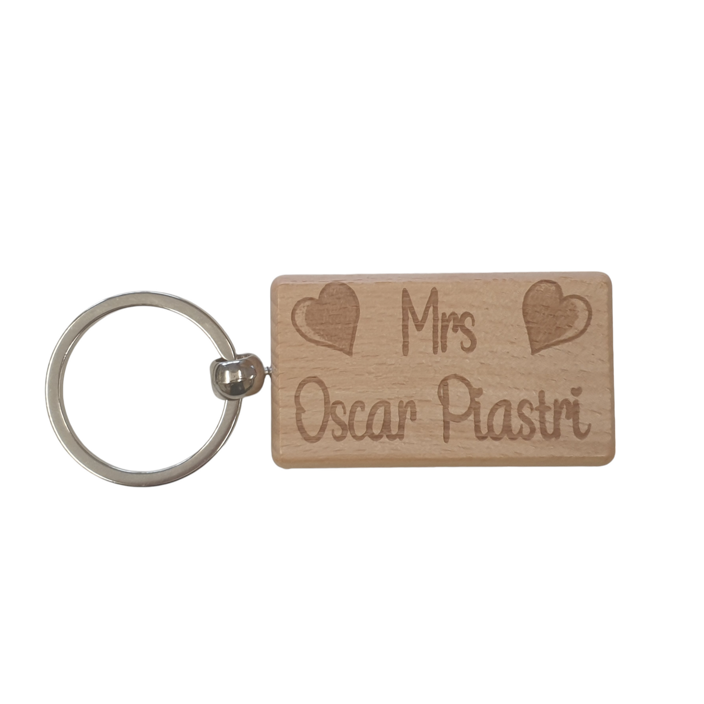 Mrs Oscar Piastri Keyring Gift Love Heart Cute Engraved Wooden Key Fob Fun Nice F1 Fan Present