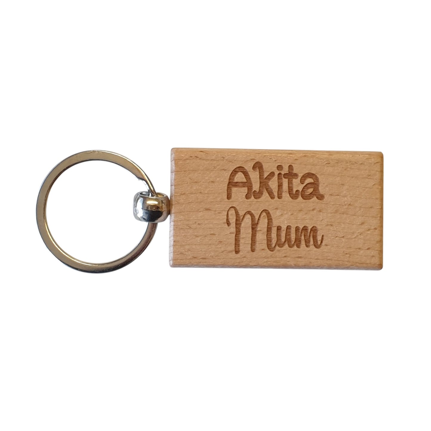 Akita Mum Keyring Gift - Nice Cute Engraved Wooden Key Fob Novelty Dog Owner Present