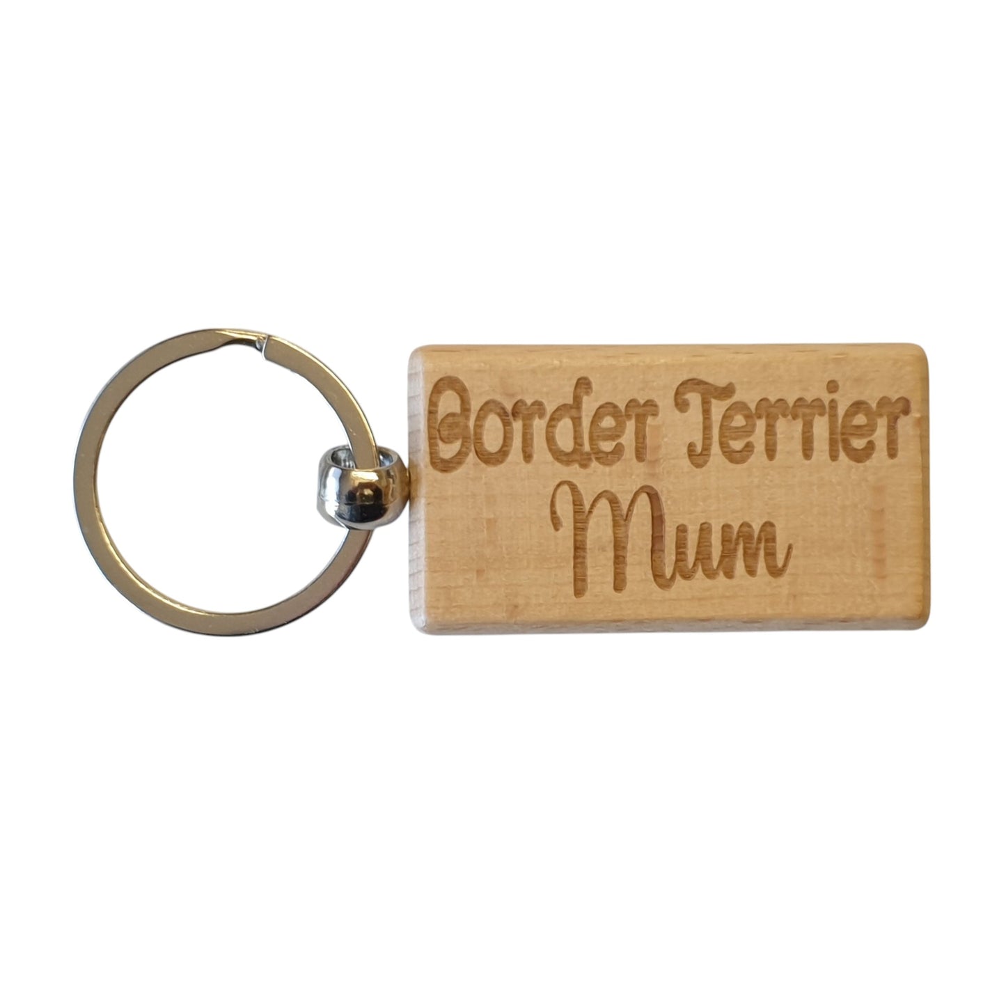 Border Terrier Mum Keyring Gift - Nice Cute Engraved Wooden Key Fob Novelty Dog Owner Present