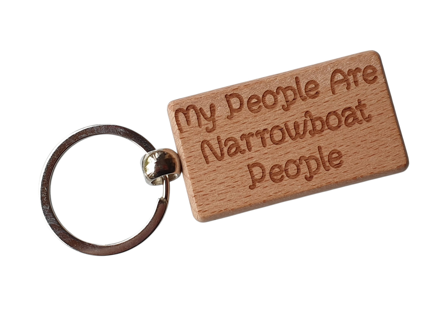 Narrowboat Keyring Gift My People Are Cute Engraved Wooden Key Fob Fun Novelty Nice Custom Boating Present