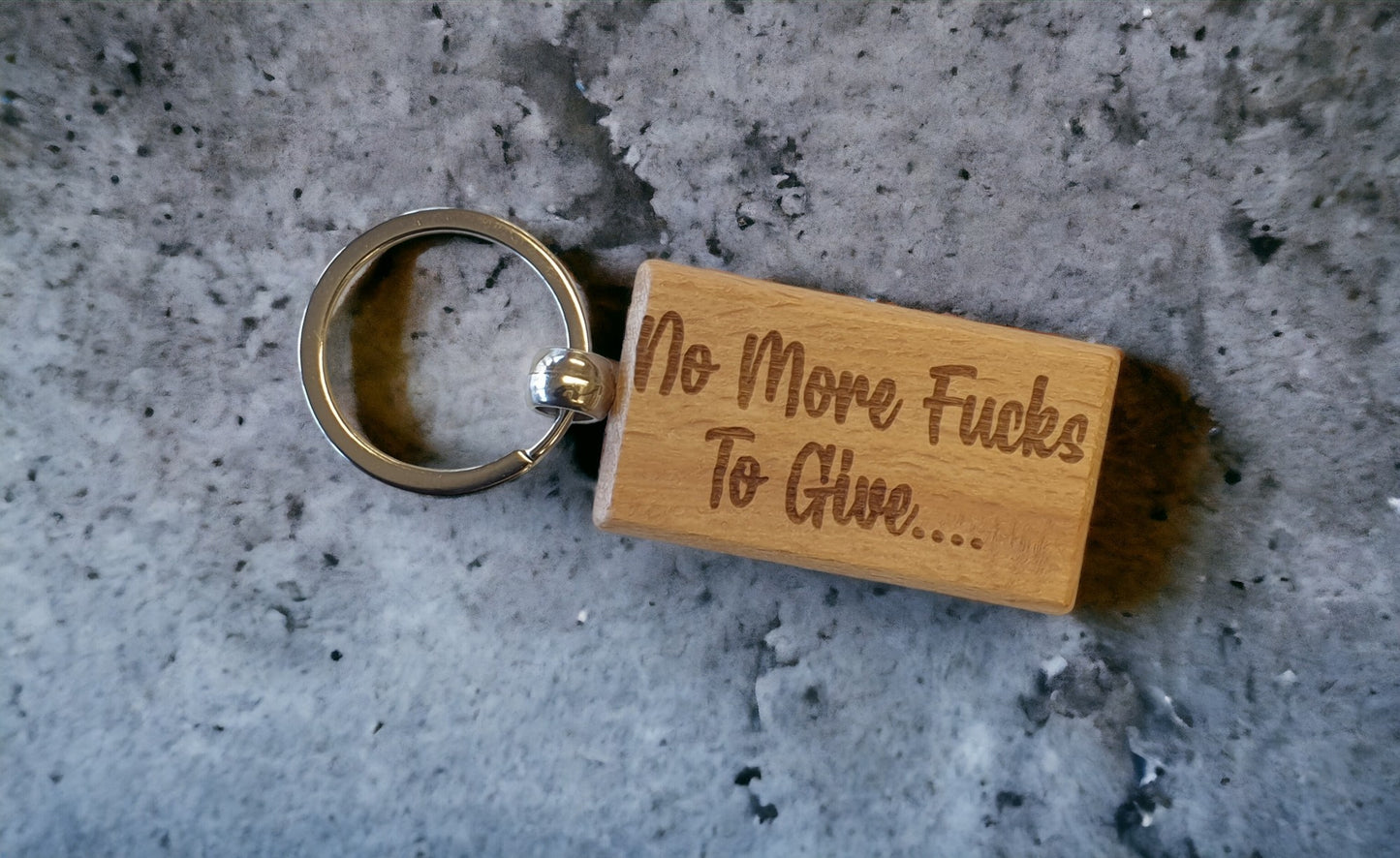Cute Keyring Gift - No More Fucks To Give - Engraved Wooden Key Fob Fun Novelty Nice Custom Present