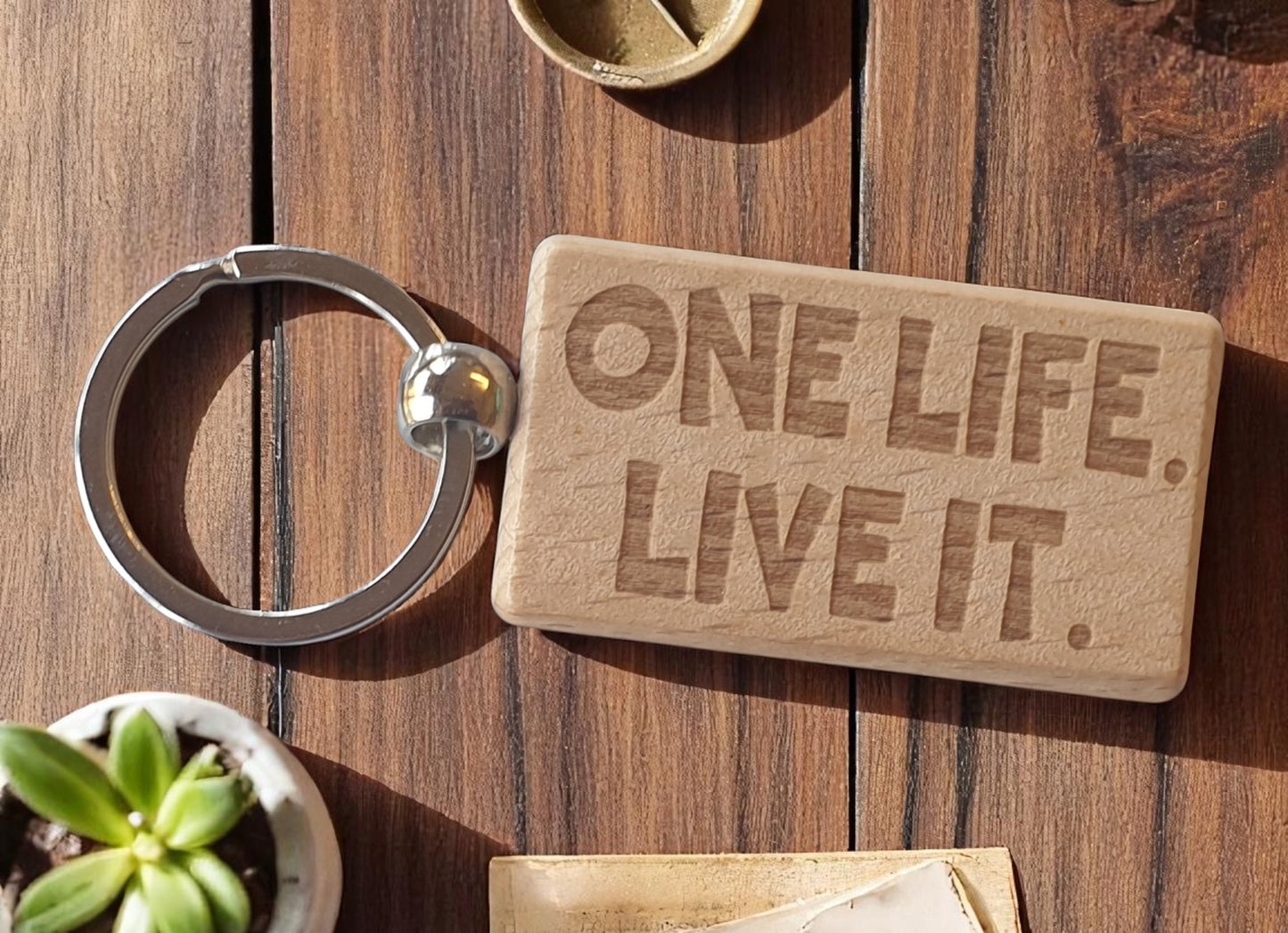 4x4 Keyring One Life Live It Nice Cute Custom Engraved Wooden Key Fob Novelty Personalised Present
