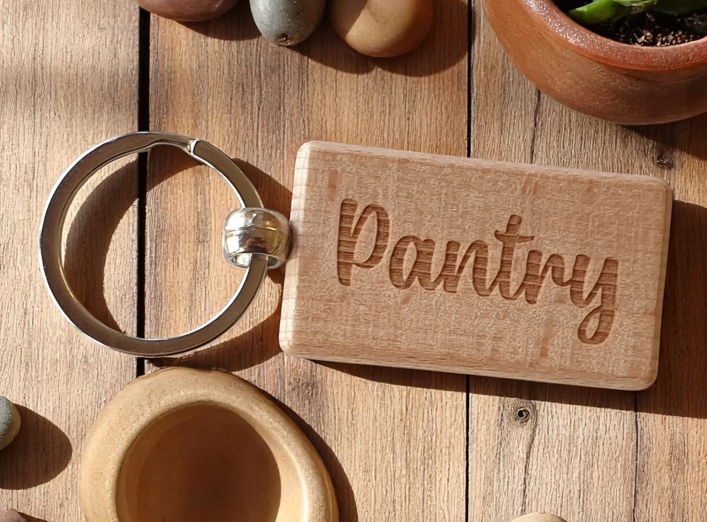 Pantry Keyring Nice Cute Custom Engraved Wooden Key Fob Novelty House Keys Present