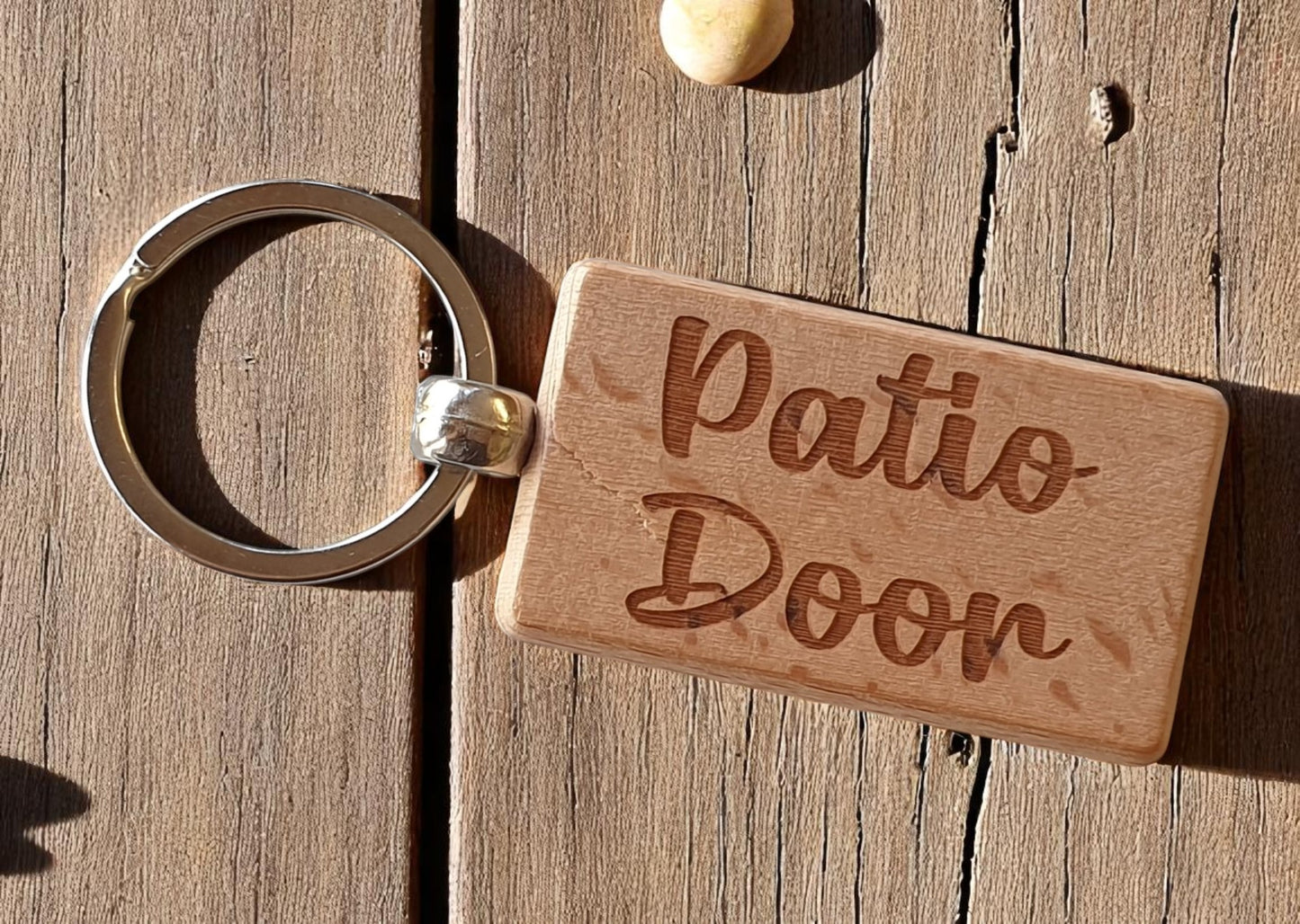 Patio Door Keyring Nice Cute Custom Engraved Wooden Key Fob Novelty House Keys Present