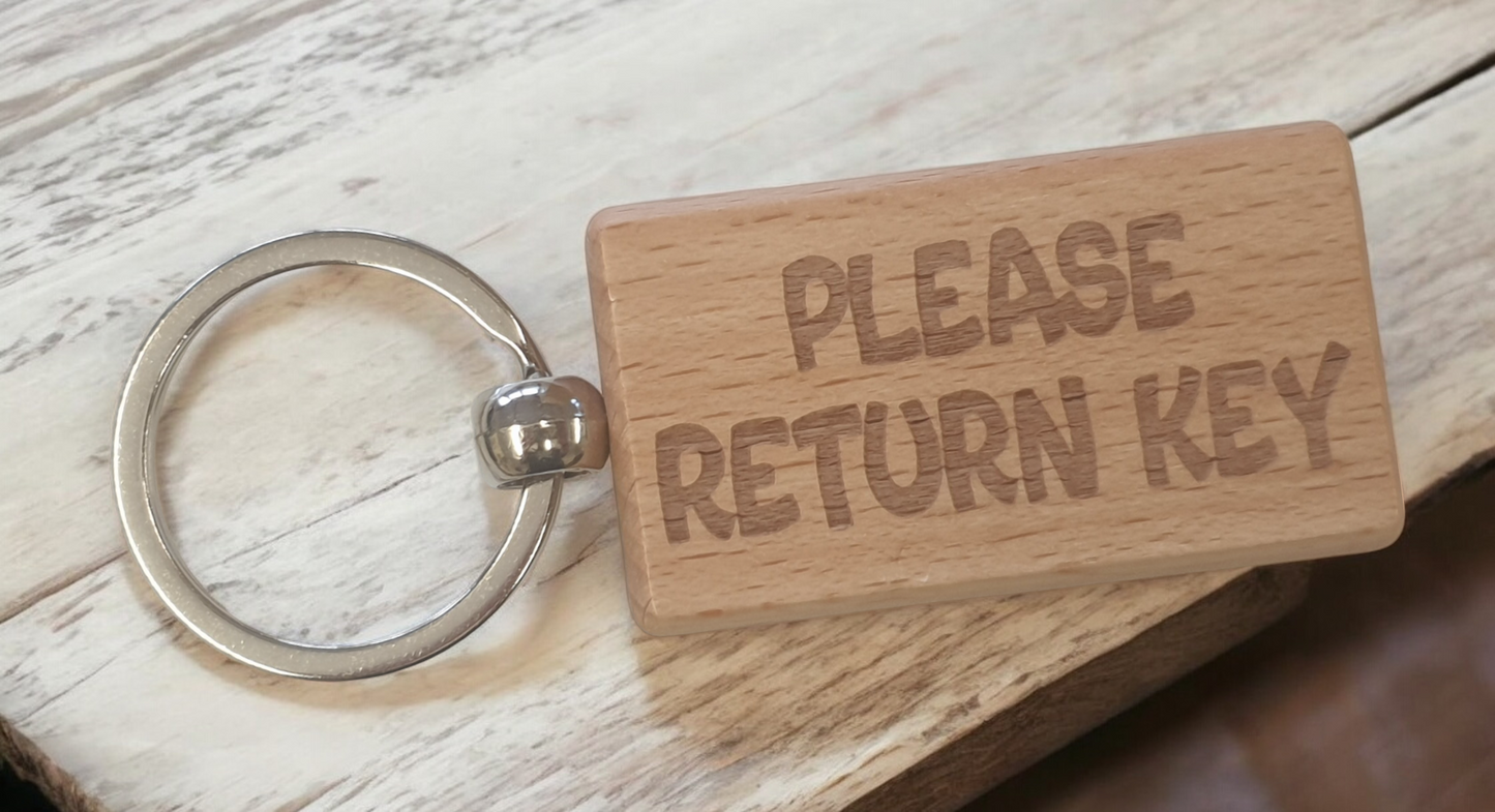 Important Keyring Gift Please Return Key Nice Cute Engraved Wooden Key Fob Novelty Custom Bathroom Work Shed House Present