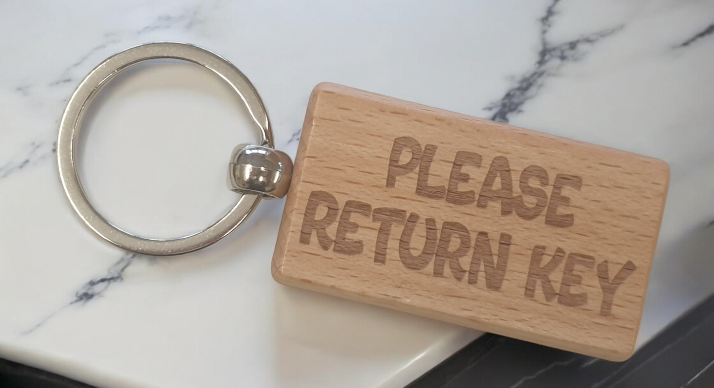 Important Keyring Gift Please Return Key Nice Cute Engraved Wooden Key Fob Novelty Custom Bathroom Work Shed House Present