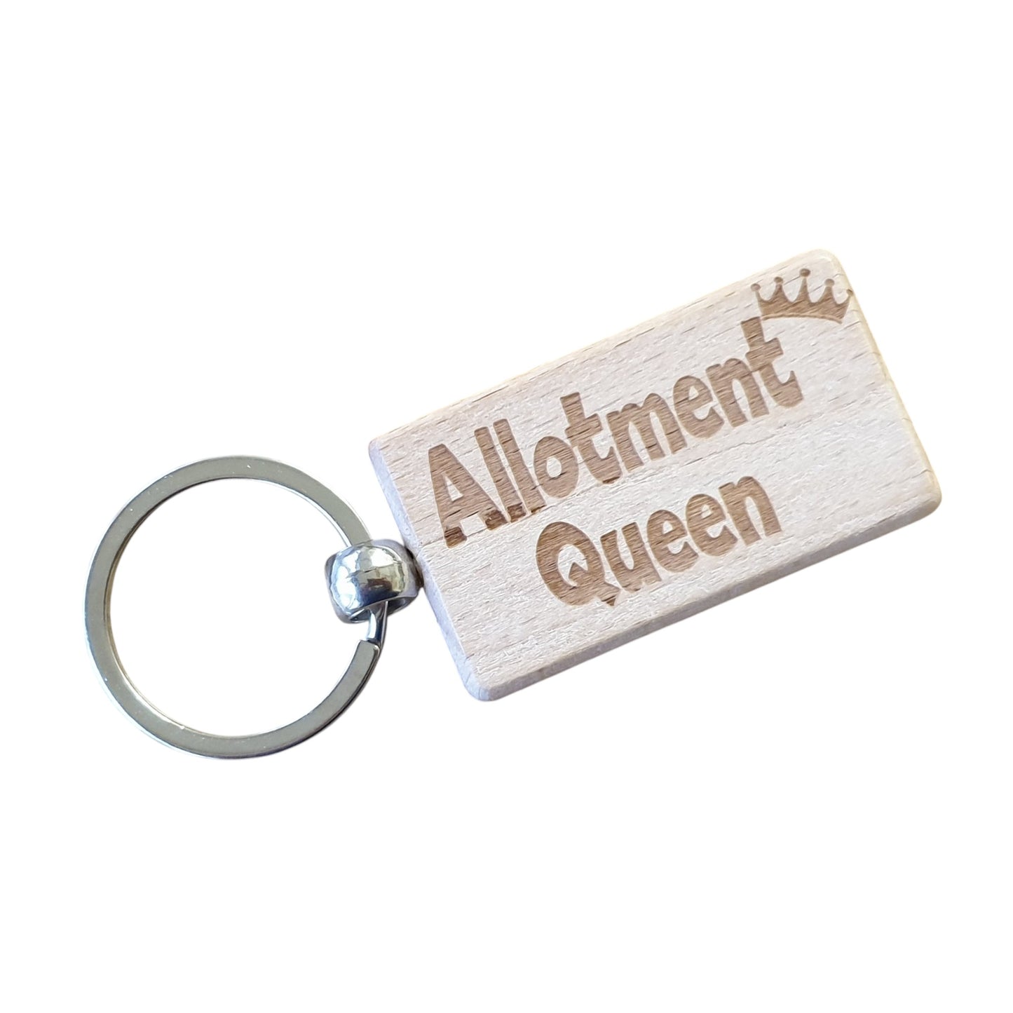 Allotment Keyring Gift Allotment Queen Cute Engraved Wooden Key Fob Novelty Custom Gardening Present
