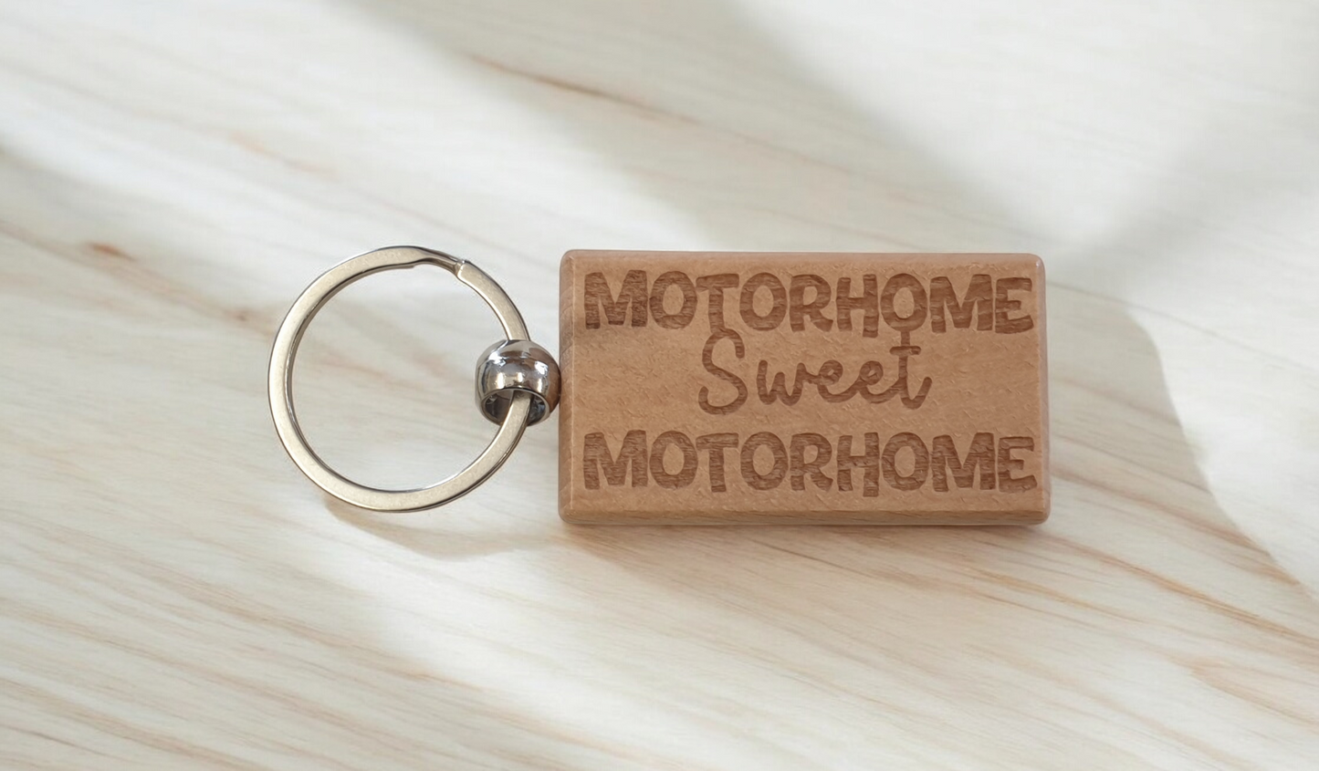 Motorhome Keyring Gift Sweet Motorhome Cute Engraved Wooden Key Fob Fun Novelty Nice Present