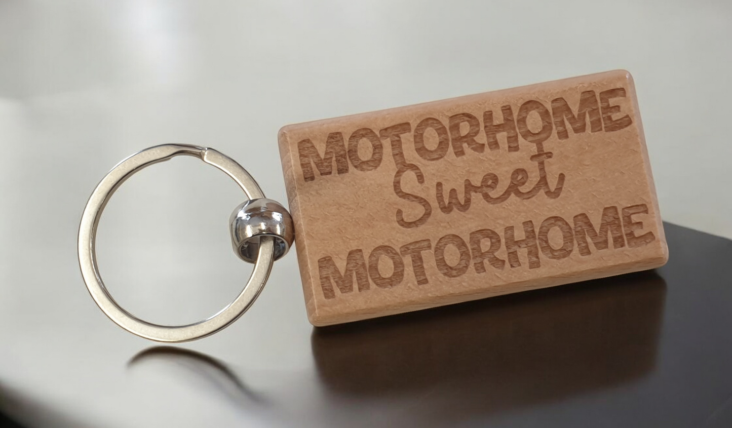 Motorhome Keyring Gift Sweet Motorhome Cute Engraved Wooden Key Fob Fun Novelty Nice Present