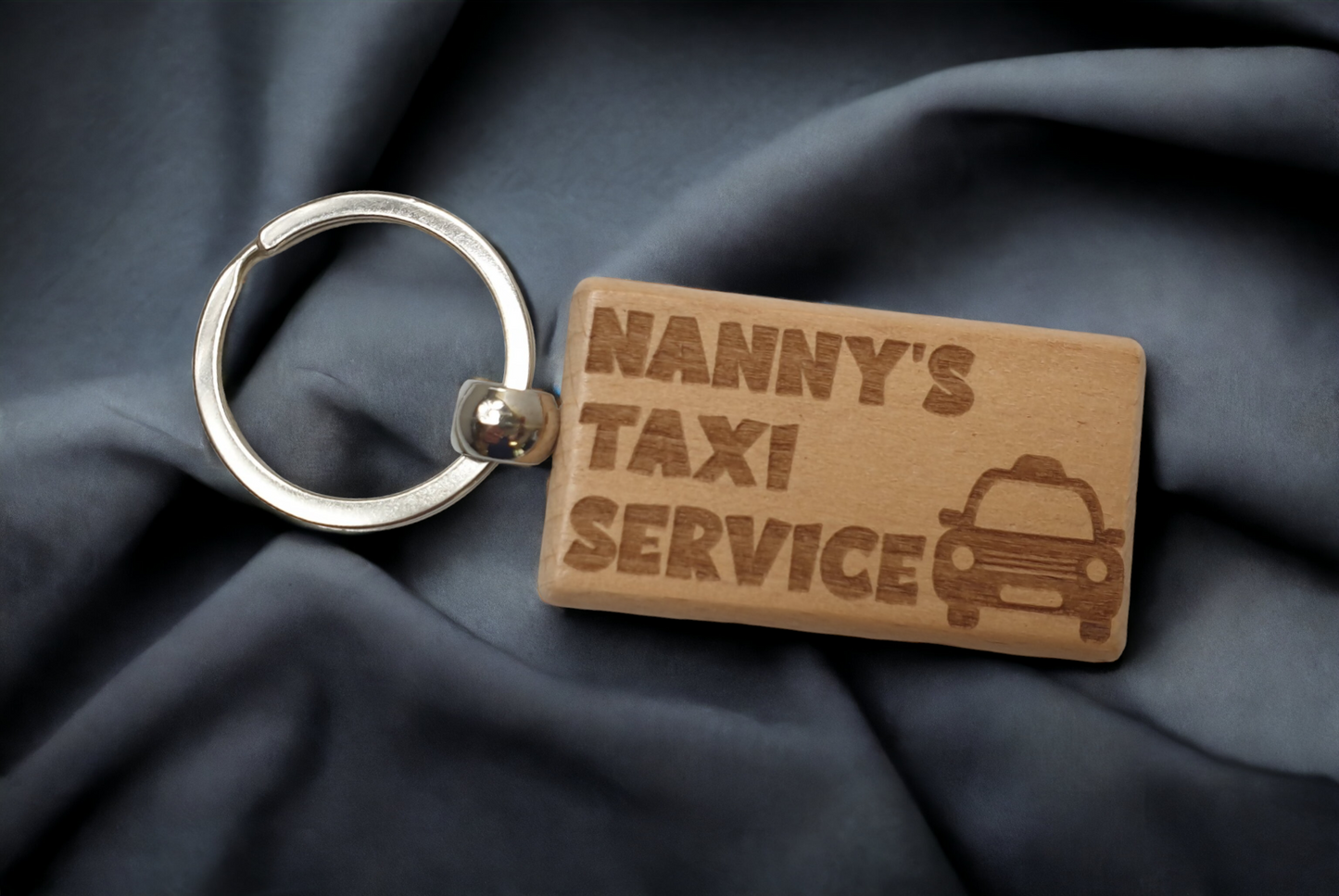 Nanny Keyring Gift - Nanny's Taxi Service - Cute Engraved Wooden Keyring Funny Novelty Nice Custom Present