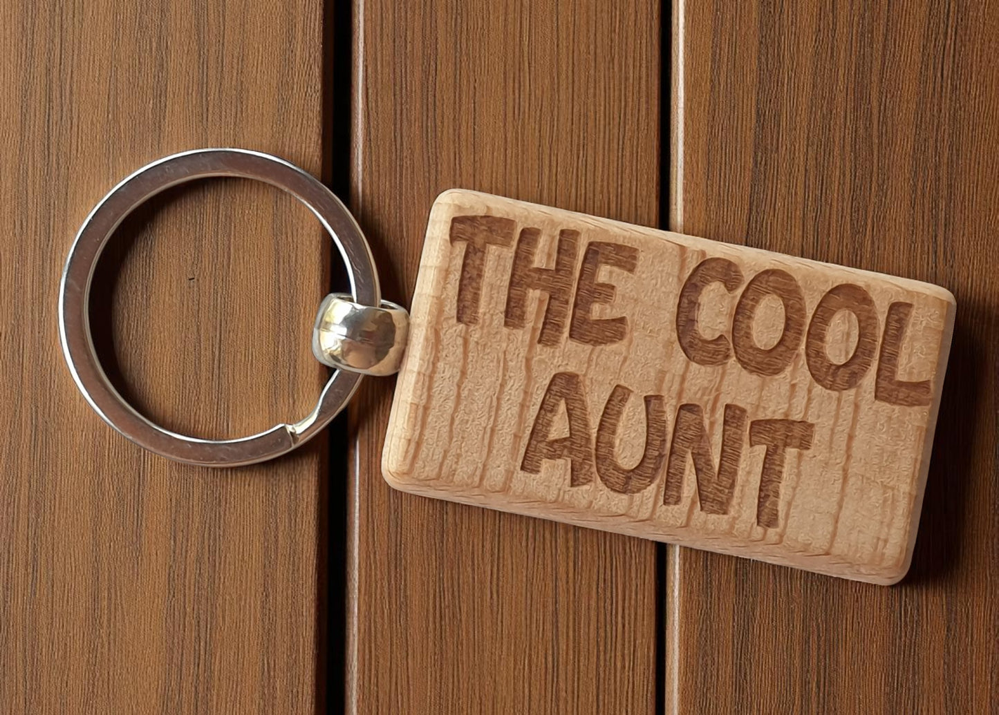 Aunt Keyring Gift The Cool Cute Engraved Wooden Key Fob Fun Novelty Nice Present