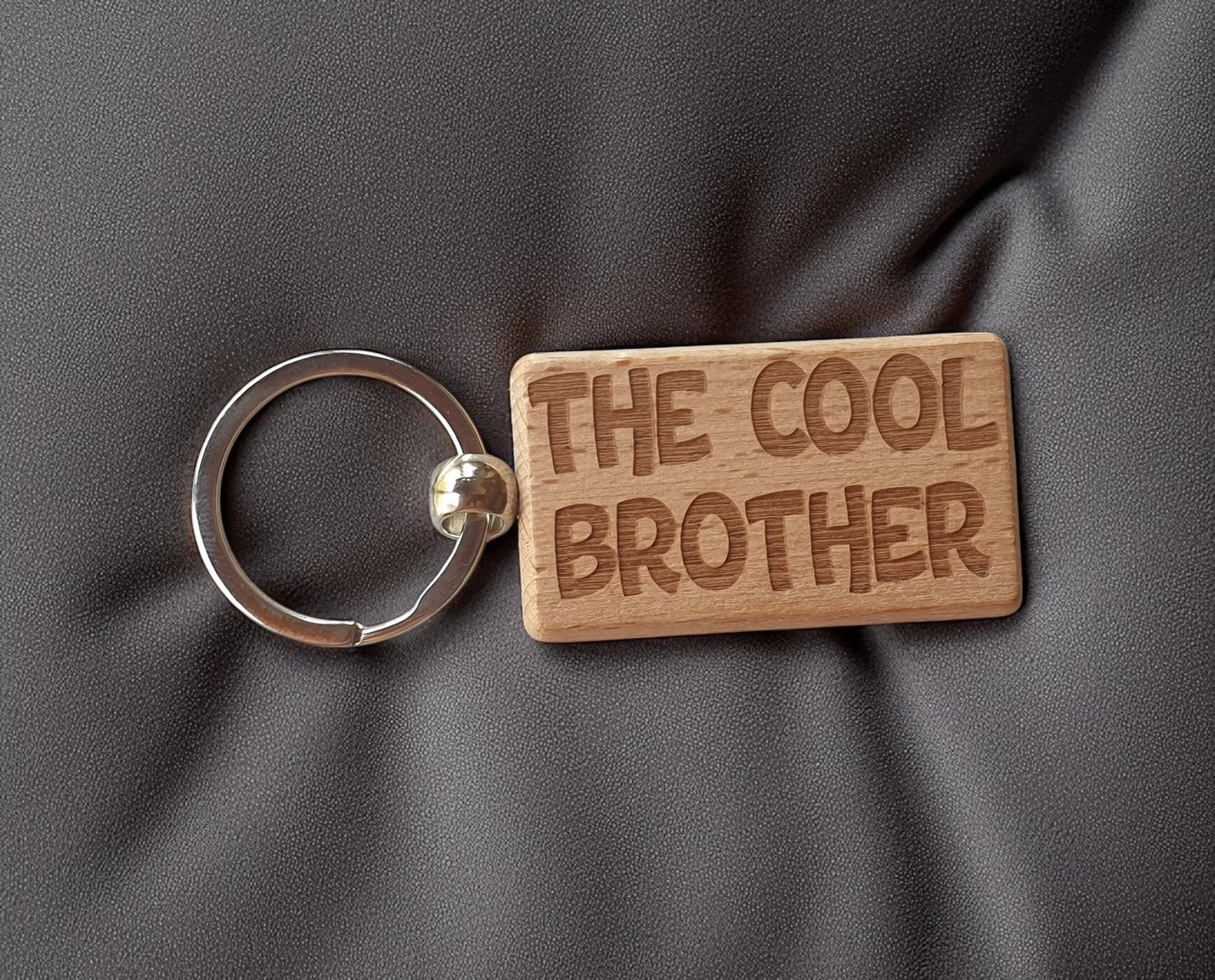 Brother Keyring Gift The Cool Cute Engraved Wooden Key Fob Fun Novelty Nice Present