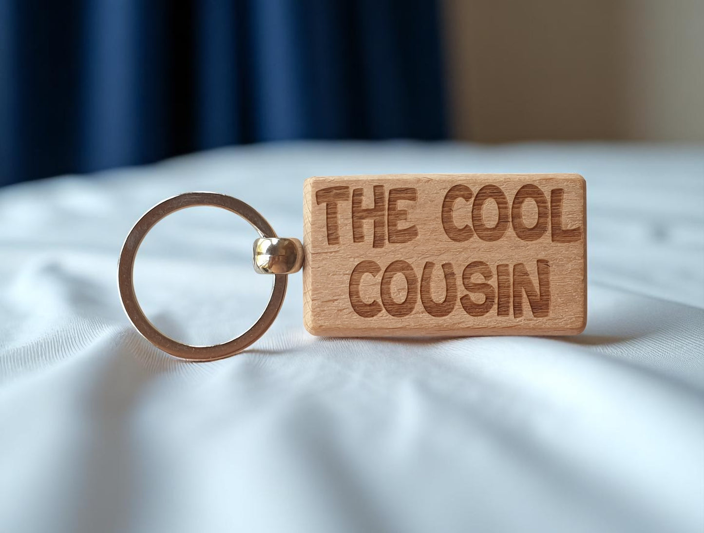 Cousin Keyring Gift The Cool Cute Engraved Wooden Key Fob Fun Novelty Nice Present