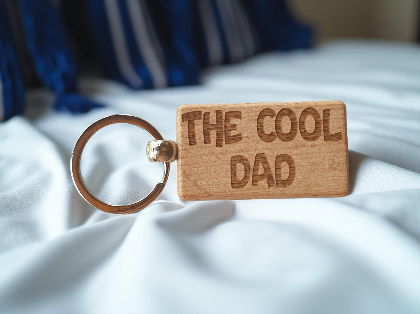 Dad Keyring Gift The Cool Cute Engraved Wooden Key Fob Fun Novelty Nice Present