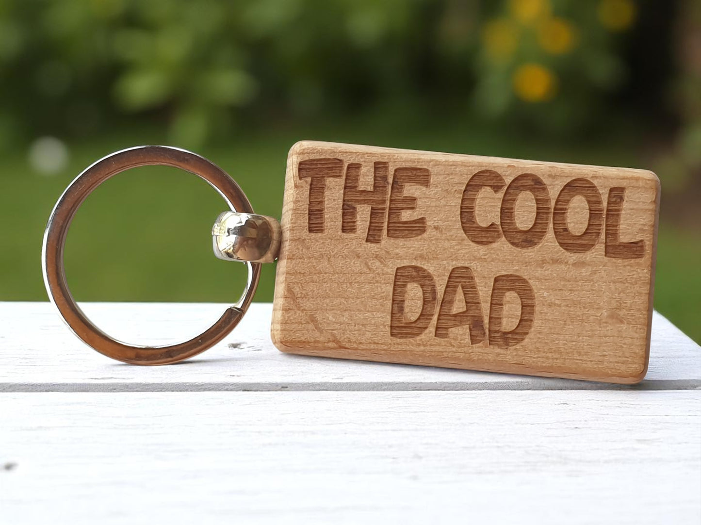 Dad Keyring Gift The Cool Cute Engraved Wooden Key Fob Fun Novelty Nice Present