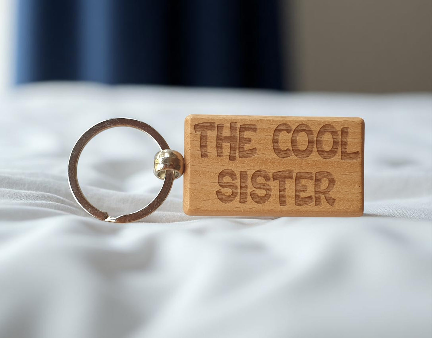 Sister Keyring Gift The Cool Cute Engraved Wooden Key Fob Fun Novelty Nice Present