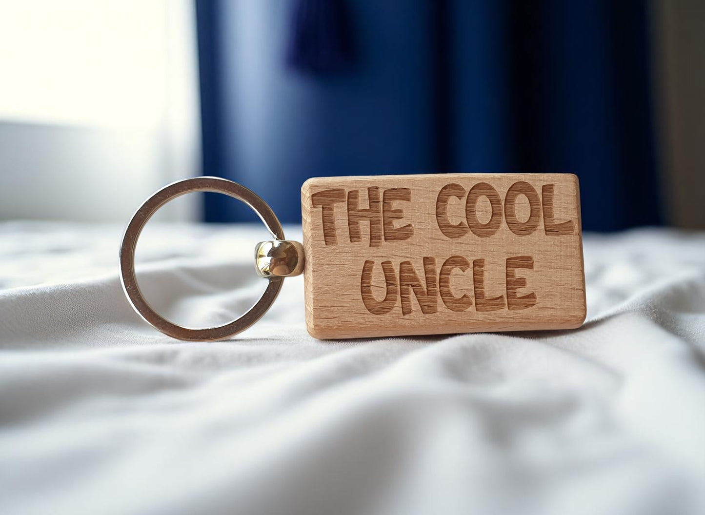 Uncle Keyring Gift The Cool Cute Engraved Wooden Key Fob Fun Novelty Nice Present
