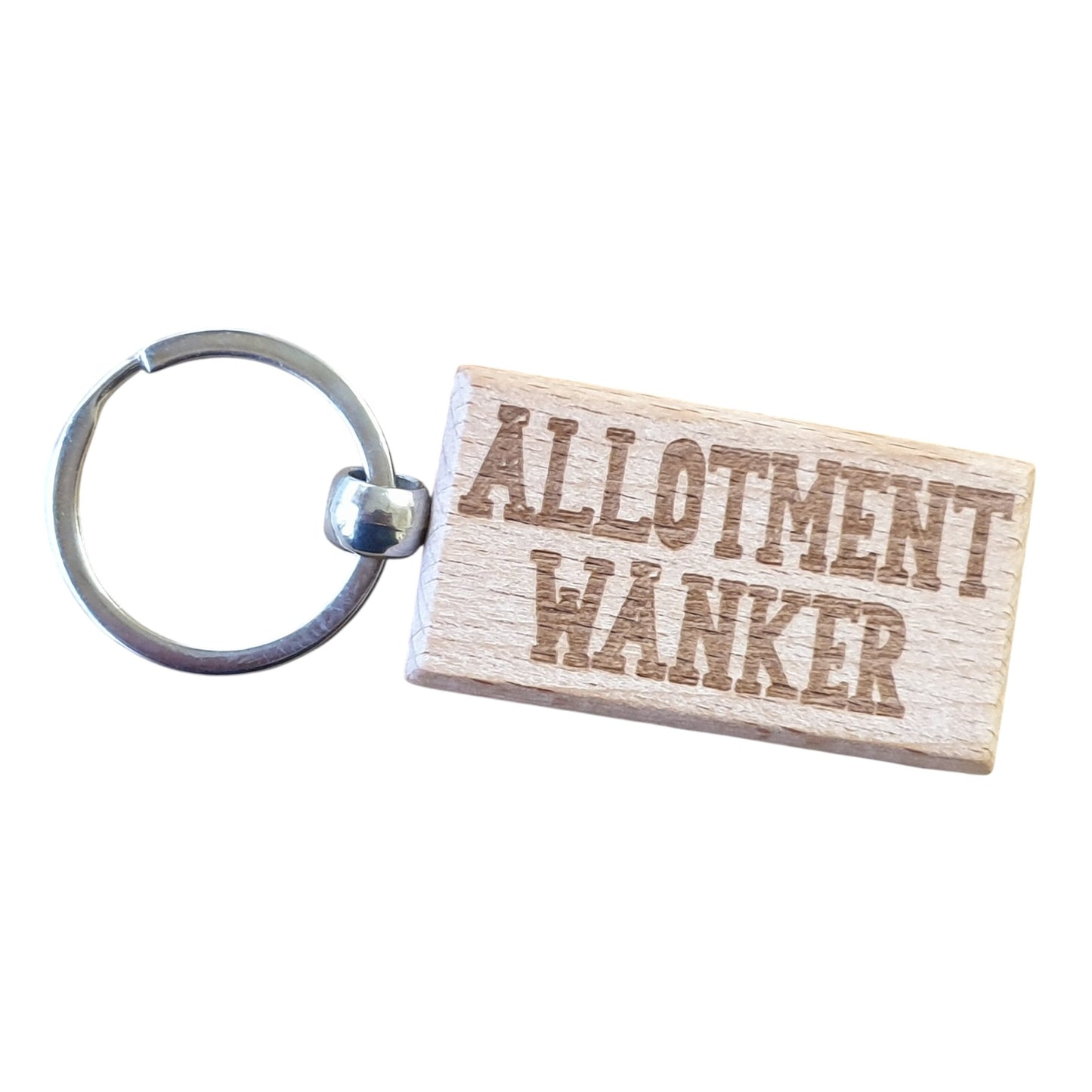 Allotment Wanker Keyring Gift Rude Cute Engraved Wooden Key Fob Novelty Custom Gardening Present