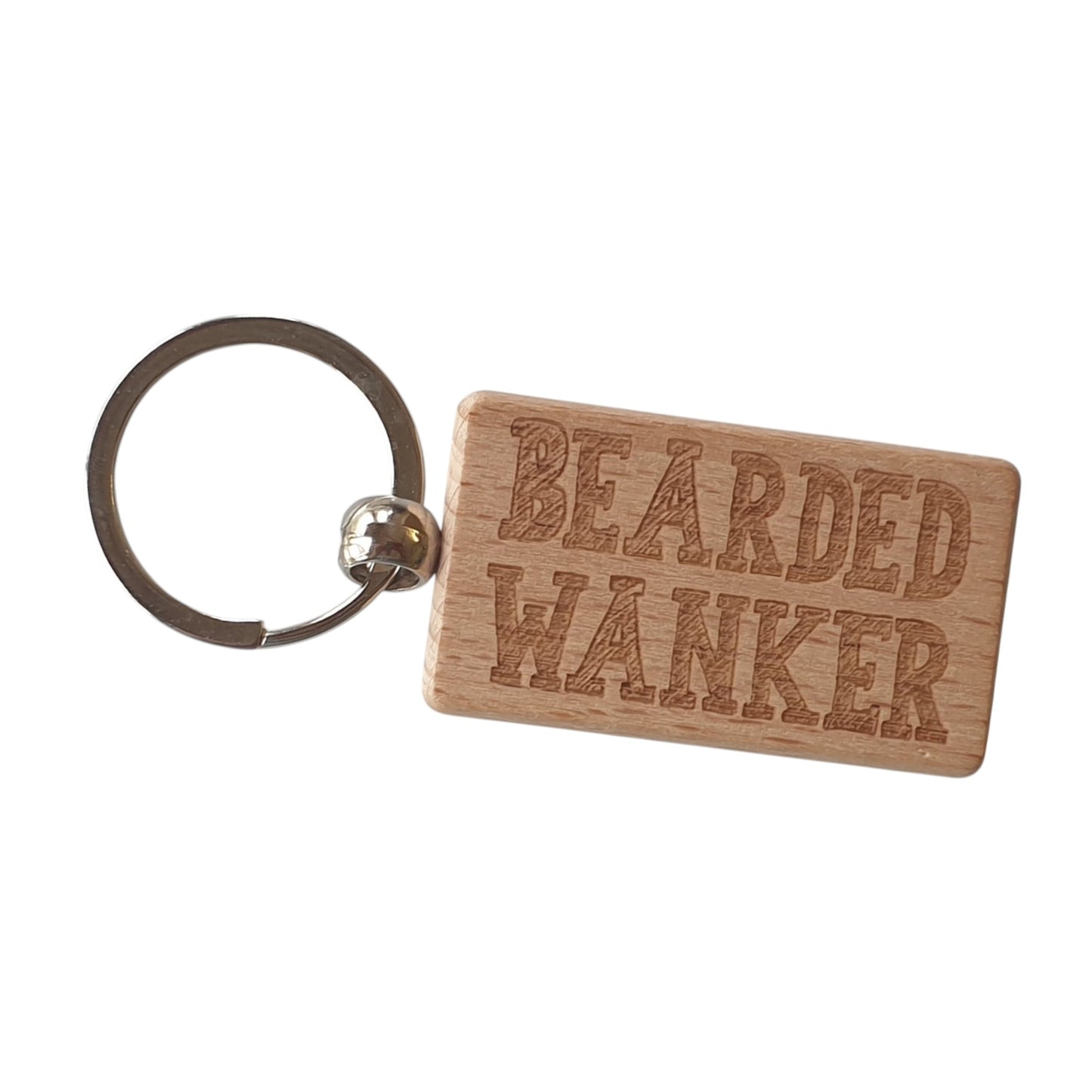 Beard Keyring Gift - Bearded Wanker - Cute Engraved Wooden Key Fob Fun Novelty Nice Custom Present