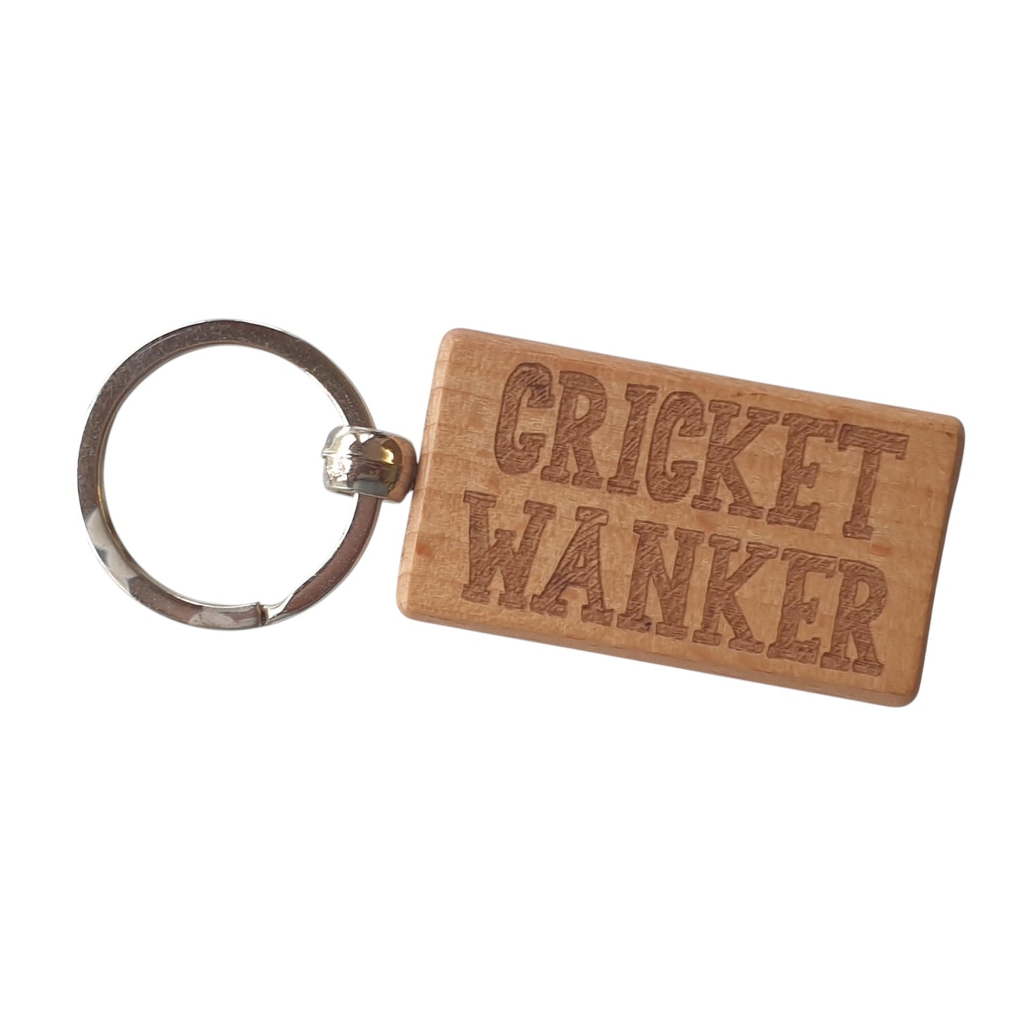 Cricket Keyring Gift - Cricket Wanker - Cute Engraved Wooden Key Fob Fun Novelty Sports Fan Nice Custom Present